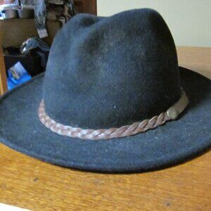 Mens western wool cowboy western hat leather band med black Sima International